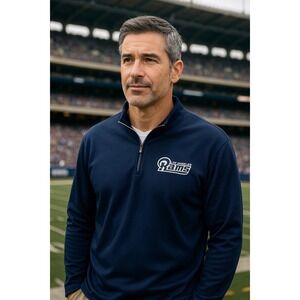 NFL Los Angeles Rams Men's L TX3 Warm Quarter Zip Pullover Navy Blue Team...